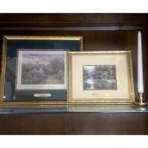 Vintage Thomas Kinkade Framed Wall Art Set (2) | Cottage Decor | Collector
